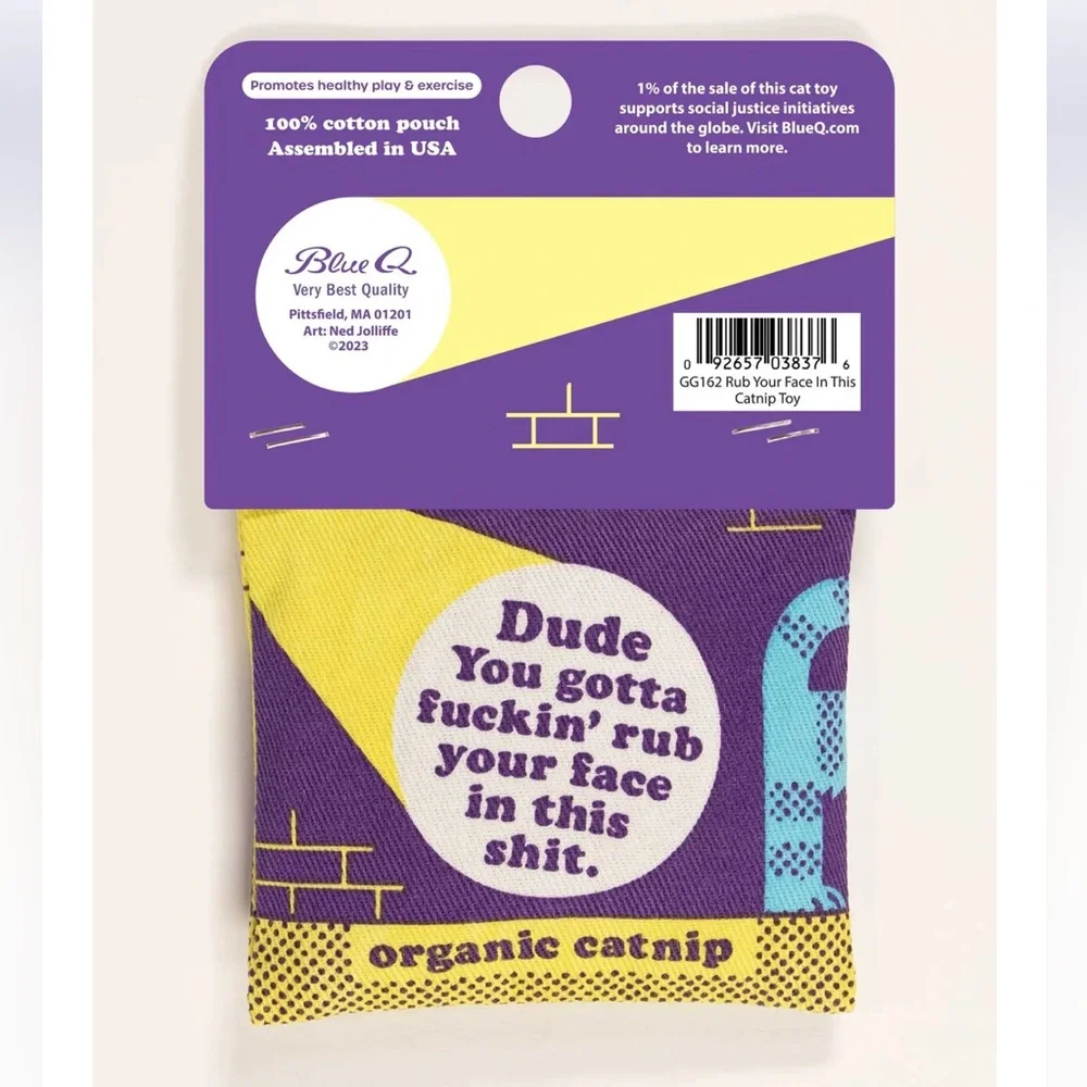 Blue Q Purple and Yellow Organic Catnip Pouch